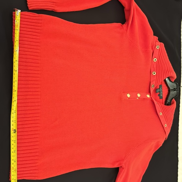 Lauren Ralph Lauren orange vintage fabulous sweater, lg collar with snaps (mlb) - Picture 4 of 5